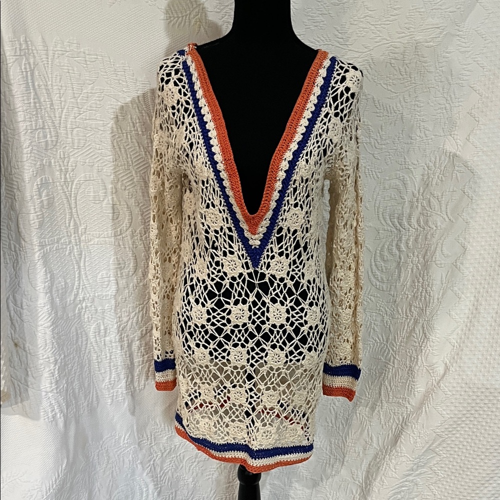 OndadeMar Crochet V-Neck Swim Cover Up, size small